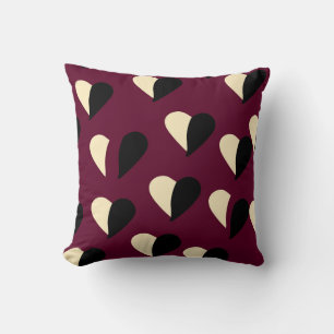 Seamless pattern with black and white heart. St Va Cushion