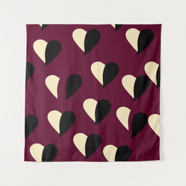Seamless pattern with black and white heart. St Va Tapestry (Front)