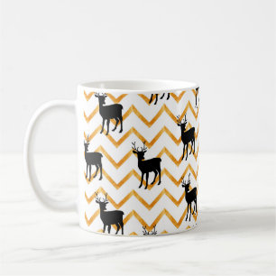 Seamless pattern with black deer and gold texture coffee mug