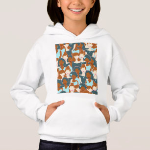 Seamless pattern with black girls and white girls
