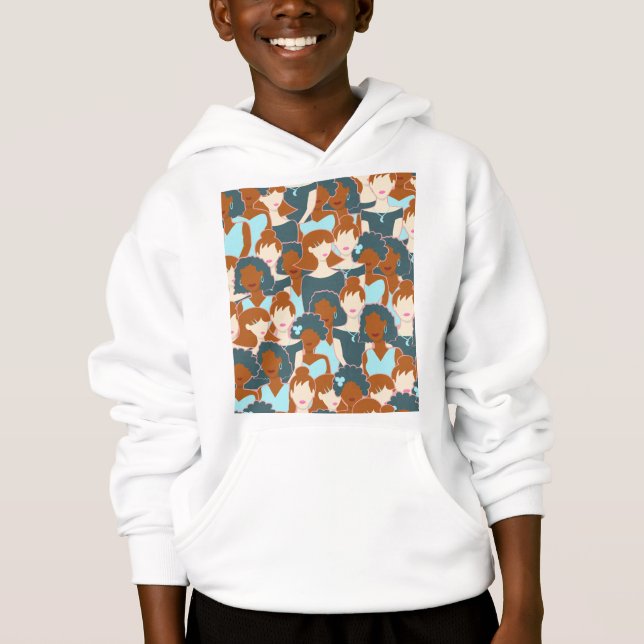Seamless pattern with black girls and white girls (Front)