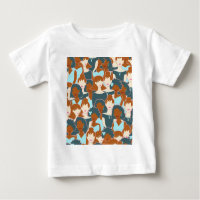 Seamless pattern with black girls and white girls