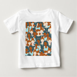 Seamless pattern with black girls and white girls baby T-Shirt