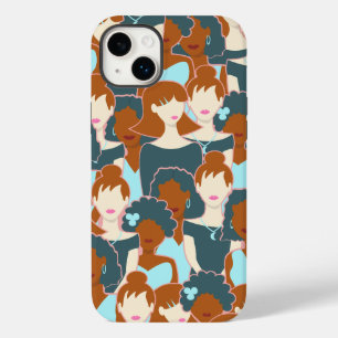 Seamless pattern with black girls and white girls Case-Mate iPhone 14 plus case