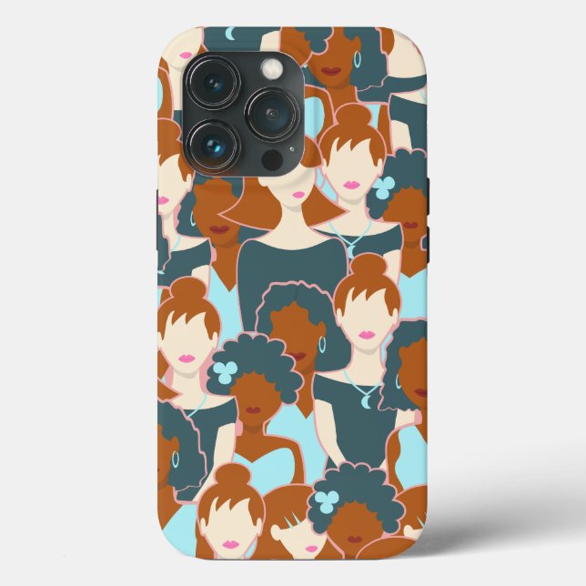 Seamless pattern with black girls and white girls Case-Mate iPhone case (Back)