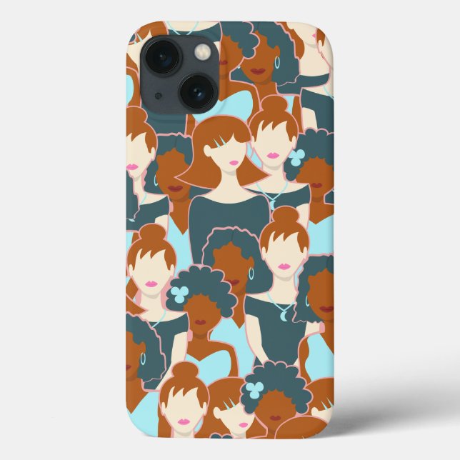Seamless pattern with black girls and white girls Case-Mate iPhone case (Back)