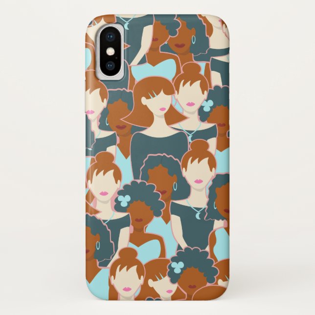 Seamless pattern with black girls and white girls Case-Mate iPhone case (Back)