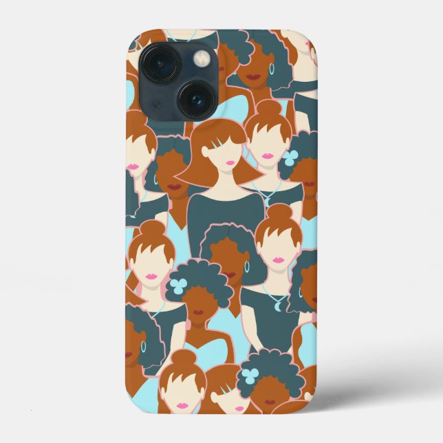 Seamless pattern with black girls and white girls Case-Mate iPhone case (Back)