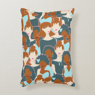Seamless pattern with black girls and white girls decorative cushion
