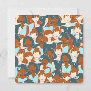 Seamless pattern with black girls and white girls invitation