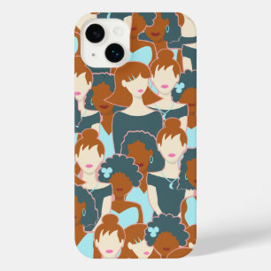 Seamless pattern with black girls and white girls iPhone 14 plus case