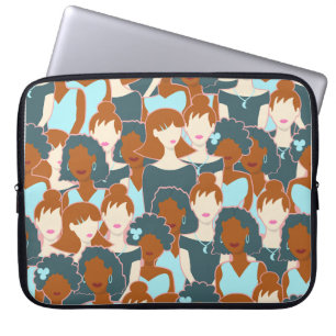 Seamless pattern with black girls and white girls laptop sleeve