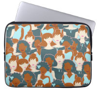 Seamless pattern with black girls and white girls