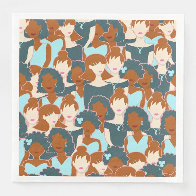 Seamless pattern with black girls and white girls napkin (Front)