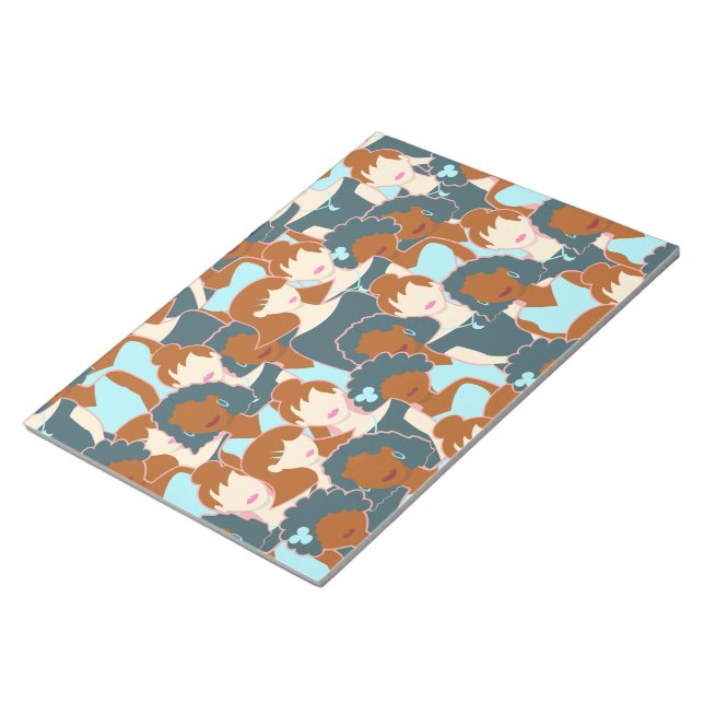 Seamless pattern with black girls and white girls notepad (Angled)