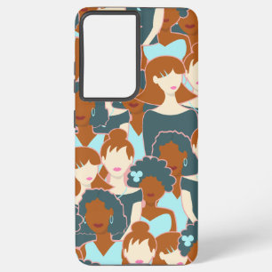 Seamless pattern with black girls and white girls samsung galaxy case
