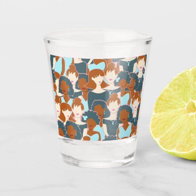 Seamless pattern with black girls and white girls shot glass (Front)