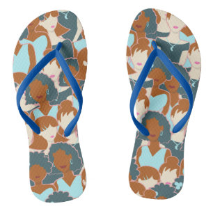 Seamless pattern with black girls and white girls thongs