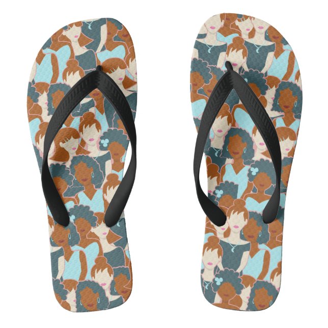 Seamless pattern with black girls and white girls thongs (Footbed)