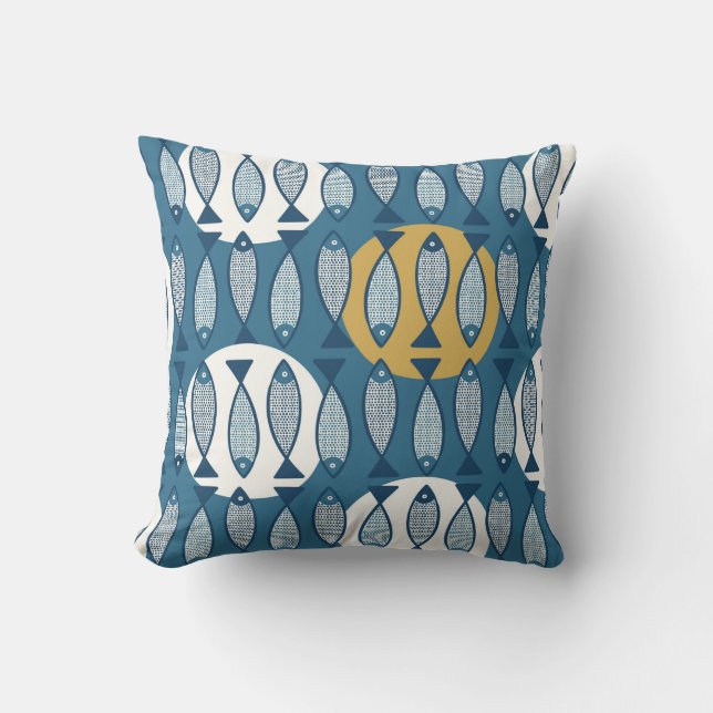 Seamless pattern with blue fish inspired by scandi cushion (Front)