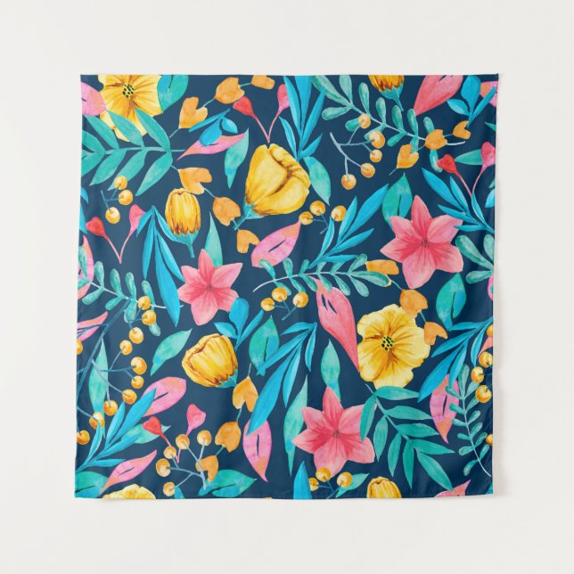 Seamless pattern with botanical elements. Watercol Tapestry (Front)