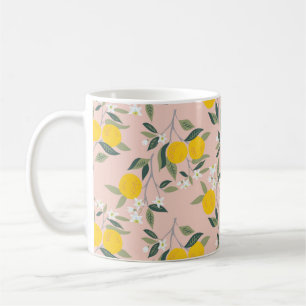 Seamless pattern with branches of oranges in bloom coffee mug