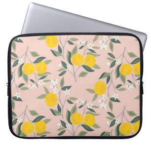 Seamless pattern with branches of oranges in bloom laptop sleeve