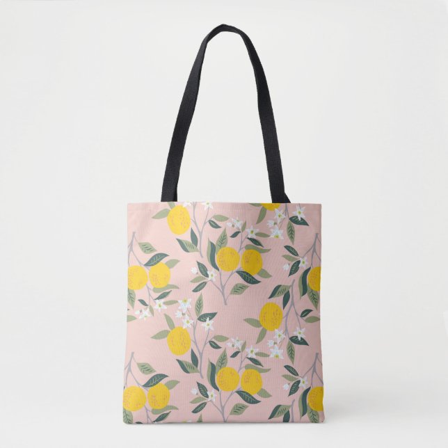 Seamless pattern with branches of oranges in bloom tote bag (Front)