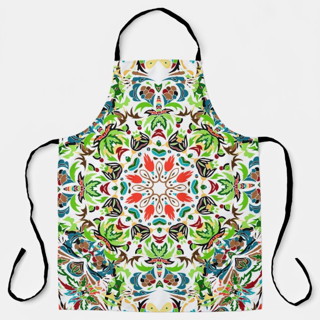  seamless pattern with bright floral ornament. Vin Apron (Front)