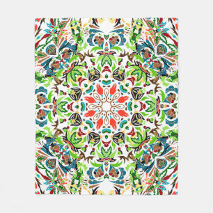 seamless pattern with bright floral ornament. Vin Fleece Blanket