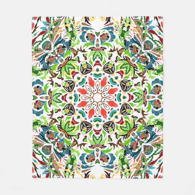  seamless pattern with bright floral ornament. Vin Fleece Blanket (Front)