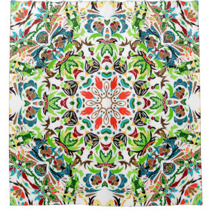 seamless pattern with bright floral ornament. Vin Shower Curtain