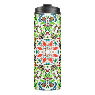 seamless pattern with bright floral ornament. Vin Thermal Tumbler