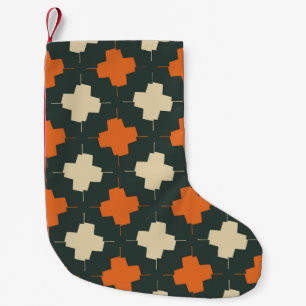 Seamless pattern with bright geometric elements on small christmas stocking