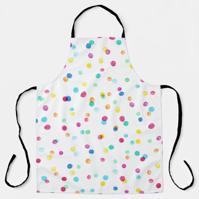 Seamless pattern with bright watercolor dots apron (Front)