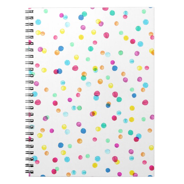 Seamless pattern with bright watercolor dots notebook (Front)