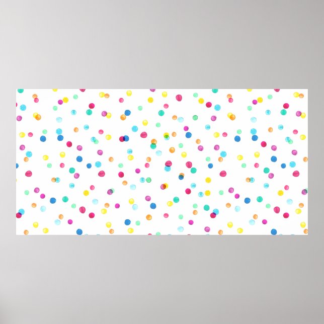 Seamless pattern with bright watercolor dots poster (Front)