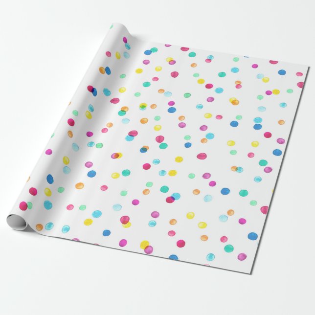 Seamless pattern with bright watercolor dots wrapping paper (Unrolled)