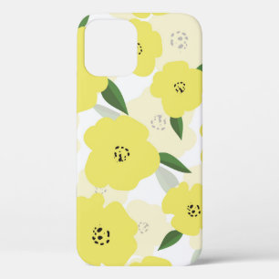 Seamless pattern with bright yellow flowers backgr iPhone 12 case