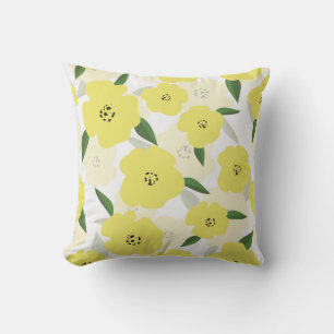Seamless pattern with bright yellow flowers backgr cushion