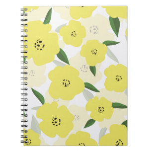Seamless pattern with bright yellow flowers backgr notebook