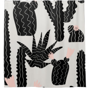 Seamless pattern with cacti illustration shower curtain