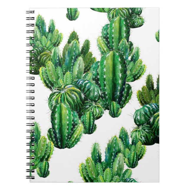 Seamless pattern with cacti watercolor. Cactus ill Notebook (Front)