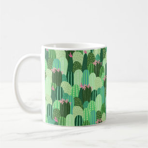 Seamless pattern with cactus coffee mug