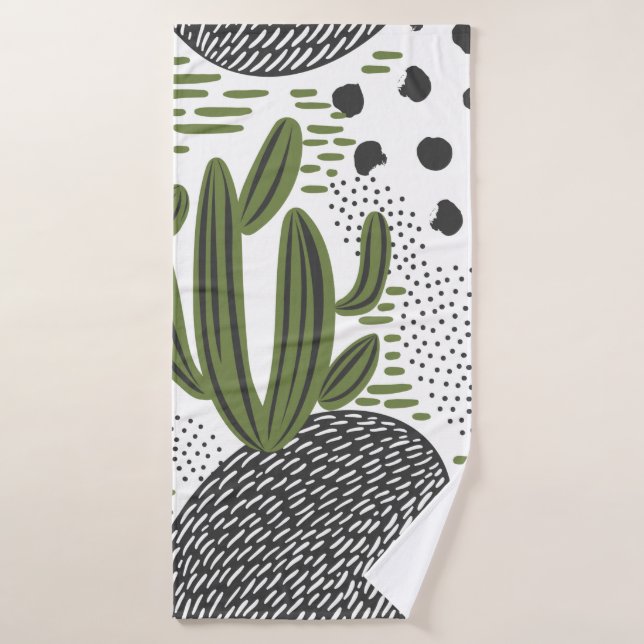 seamless pattern with cactus on white background.  bath towel (Bath Towel)
