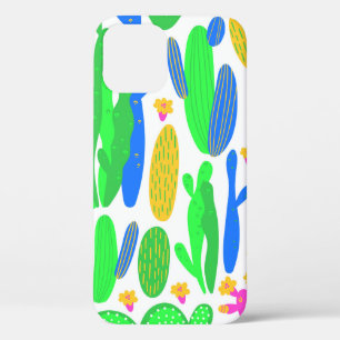 seamless pattern with cactus on white background.  iPhone 12 case