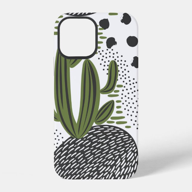 seamless pattern with cactus on white background.  iPhone case (Back)