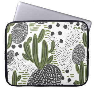 seamless pattern with cactus on white background.  laptop sleeve