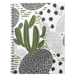 seamless pattern with cactus on white background. notebook