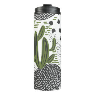 seamless pattern with cactus on white background.  thermal tumbler